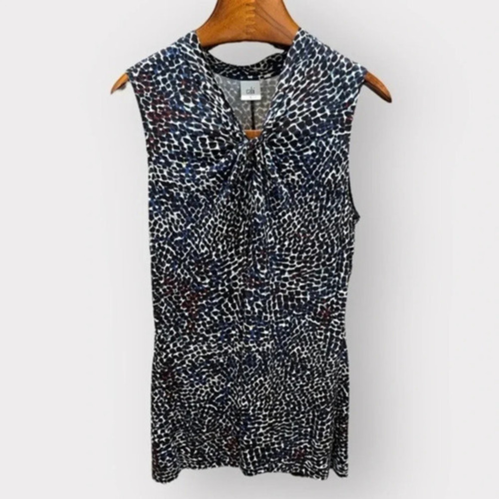 CAbi Size Large Multicolored Bowie Twist Neck Sleeveless Top